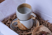 Stack of two sode fired coffee and tea mugs by Palinopsia Ceramics 